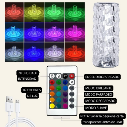 Lámpara CrystaLed® Multicolor - Inalámbrica con 16 Tonos de Luz (ENVIO GRATIS SOLO HOY)